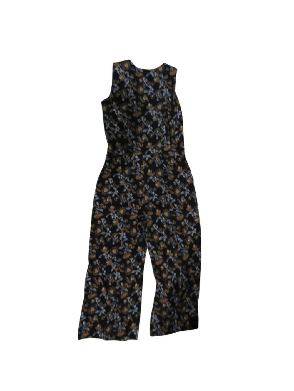 Michael Kors Sleeveless Black Floral capri jumpsuit size 0 PTP 16 length 48.5 - Picture 3 of 7